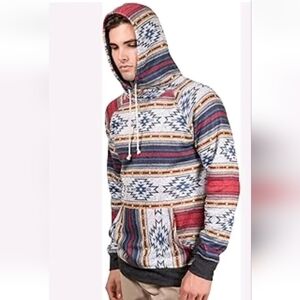 Aztec Southwestern Hoodie Sweatshirt Large Geometric Surfer Skater Pullover Euc